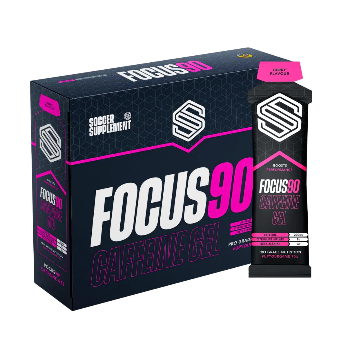 Soccer Supplement Focus90 Caffeine Gel 12x70g Mixed Berry