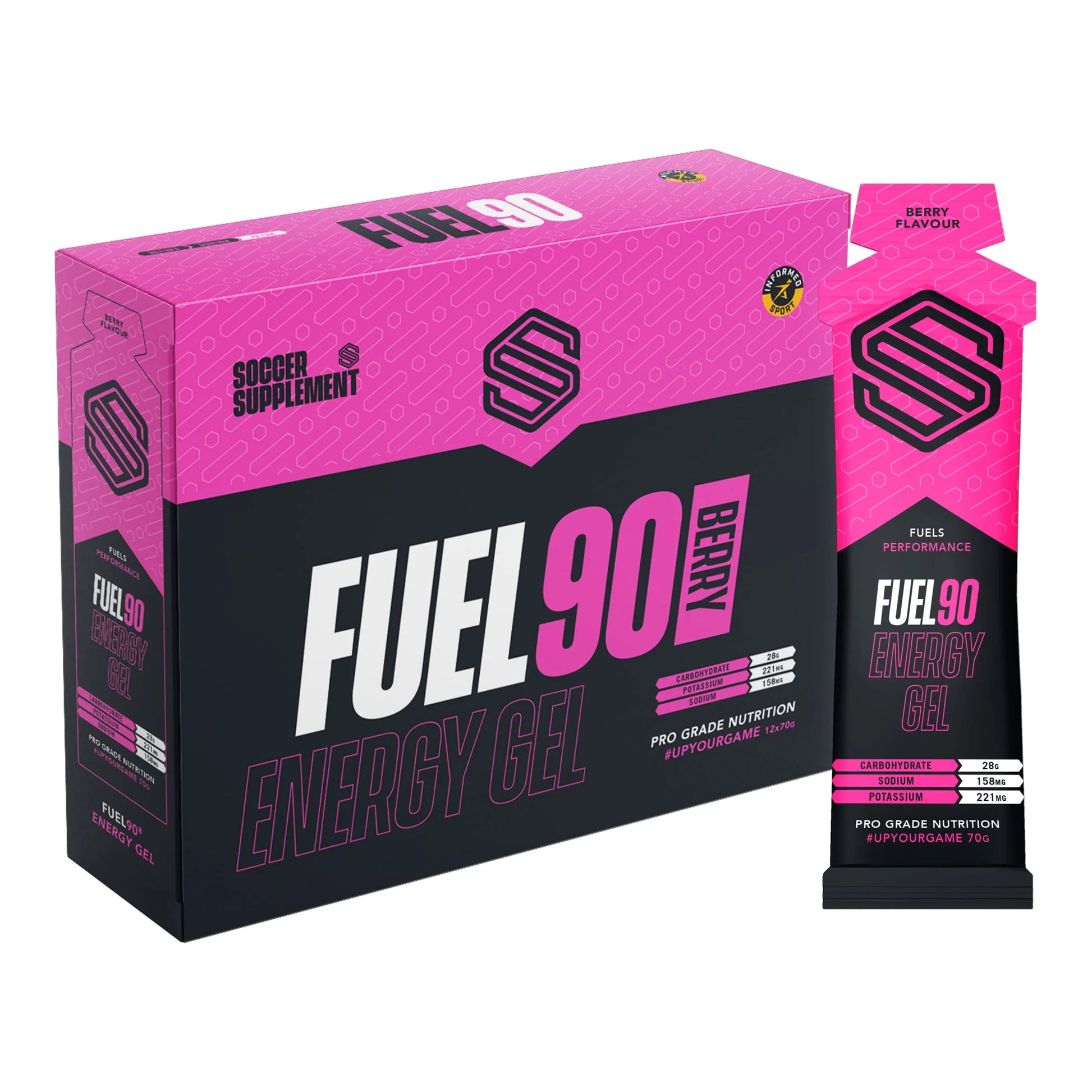 Soccer Supplement Fuel90 Energy Gel 12x70g Mixed Berry