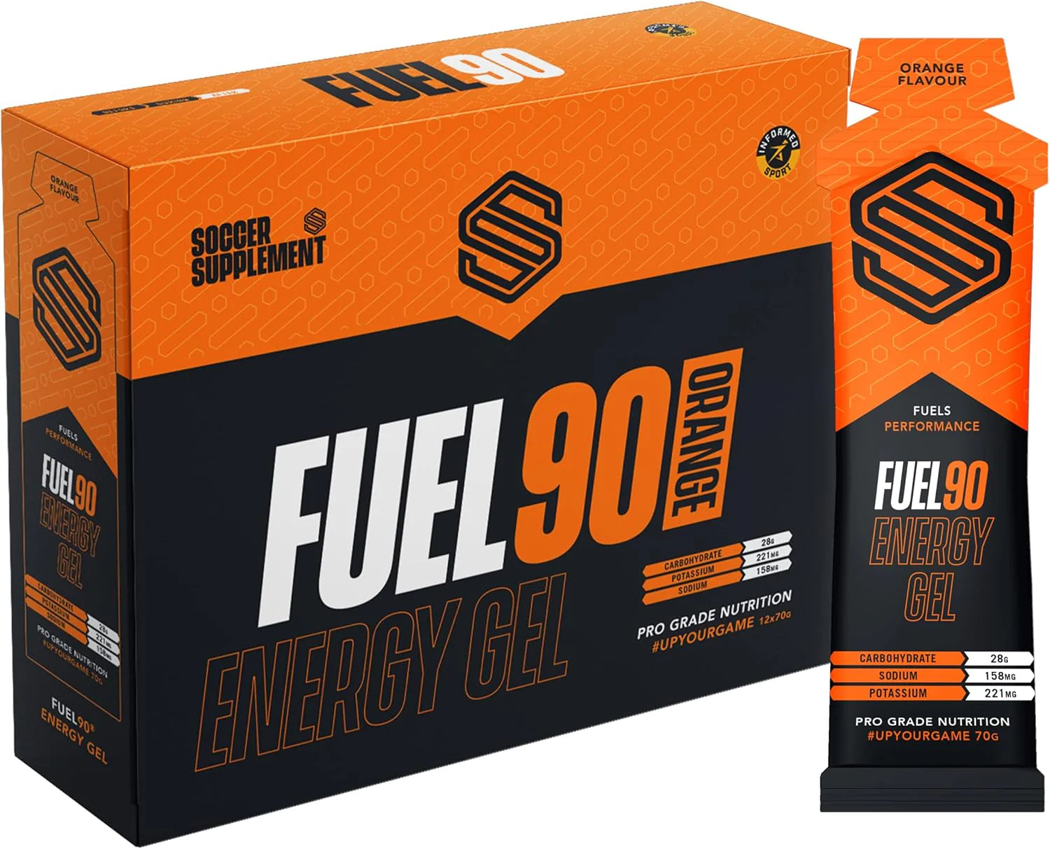 Soccer Supplement Fuel90 Energy Gel 12x70g Orange