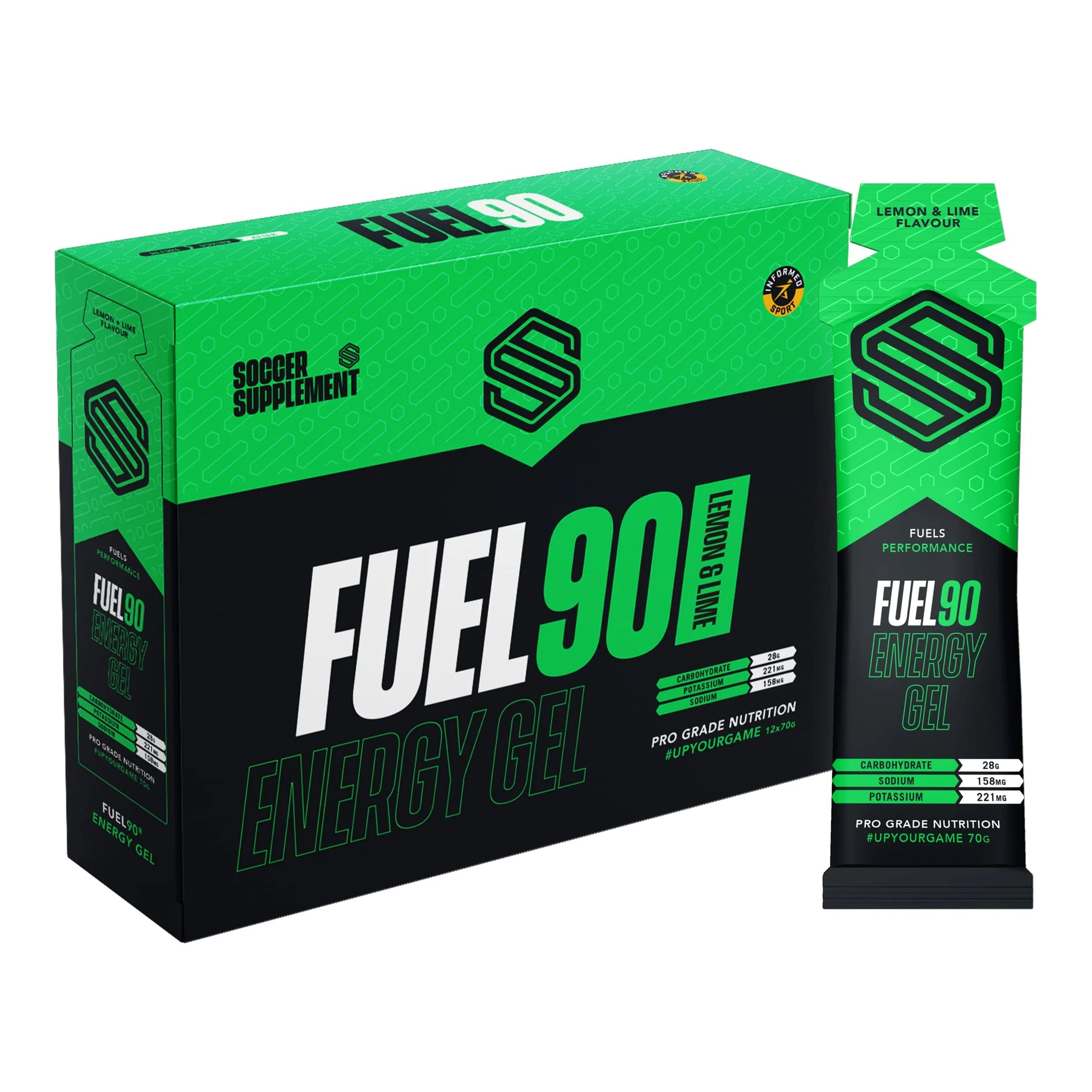 Soccer Supplement Fuel90 Energy Gel 12x70g Lemon & Lime