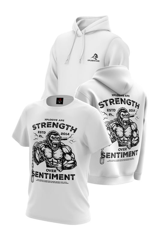 XAPE Strength Over Sentiment Hoodie & Tee Combo - White