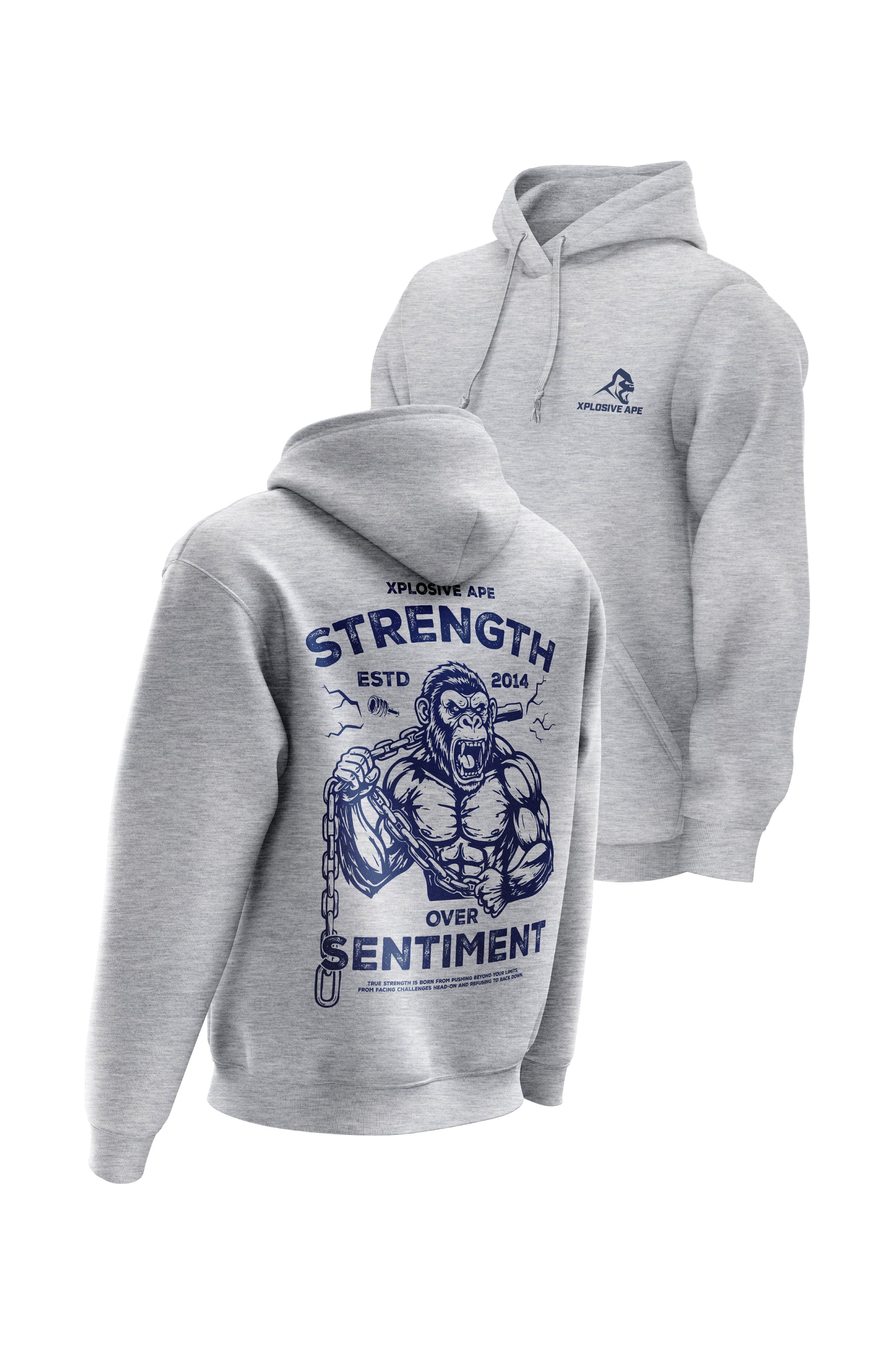 XAPE Strength Over Sentiment Hoodie - Sports Grey