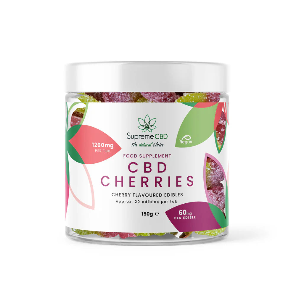 Supreme CBD Super Stength CBD Gummy Small Tub  (1200mg) 150g Cherries