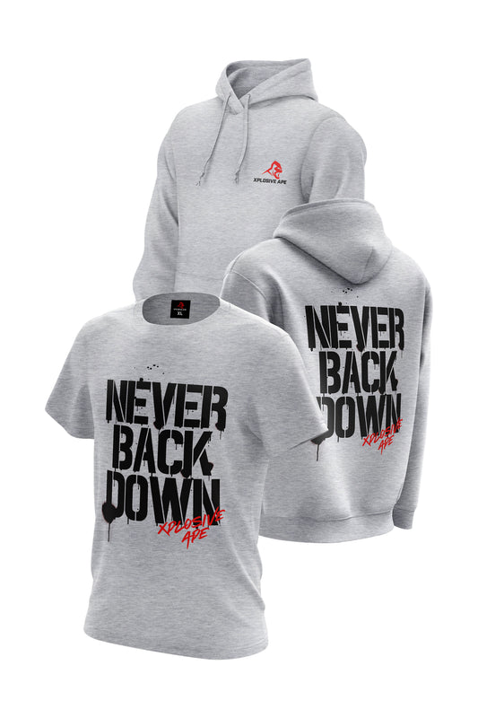 XAPE Never Back Down Signature Hoodie & Tee Combo - Sports Grey