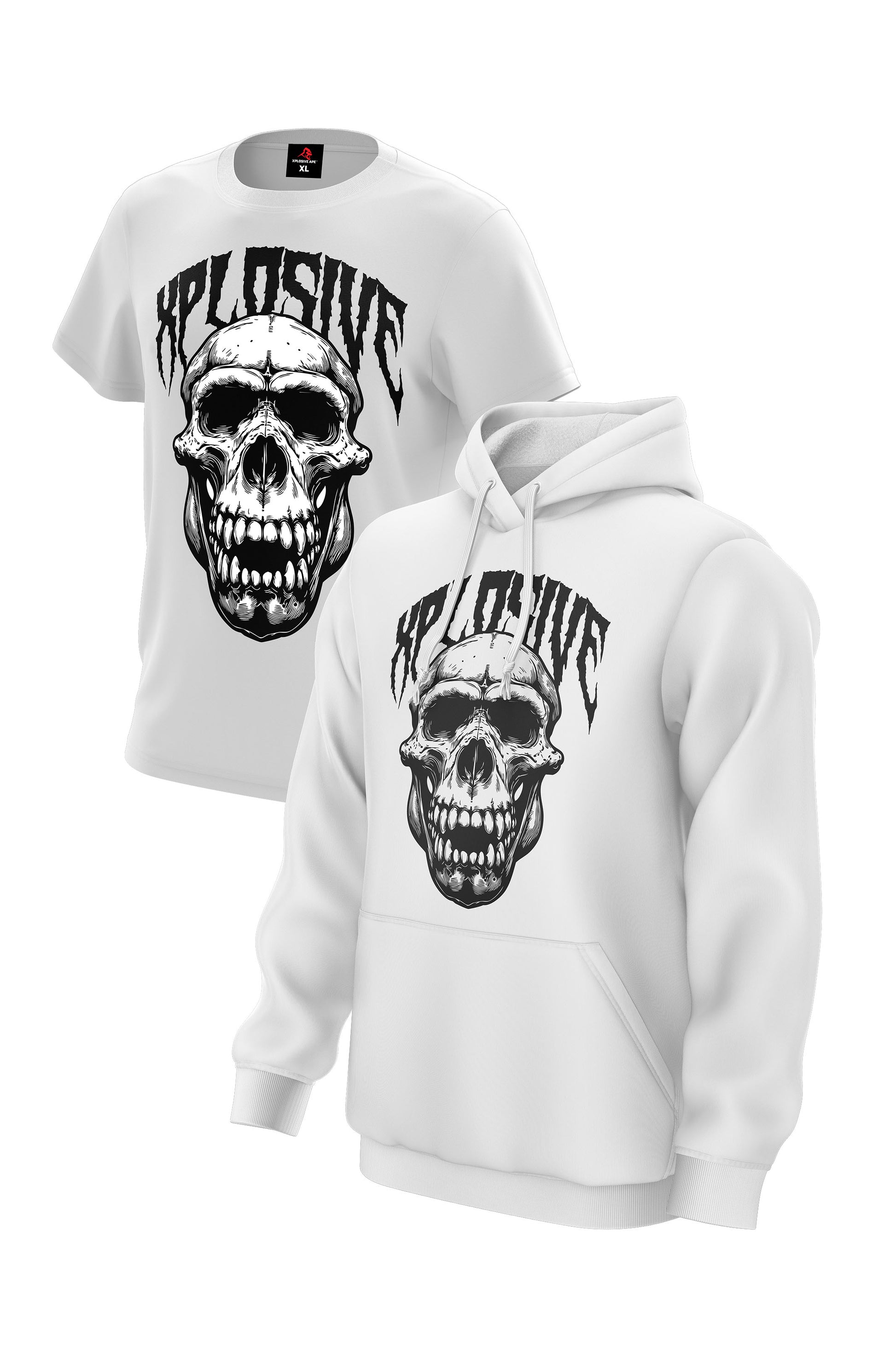 XAPE Skull V1 Hoodie & Tee - White