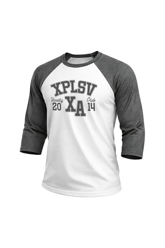 XAPE Speed Camp Raglan 3/4 Sleeve Tee - White/Dark Heather