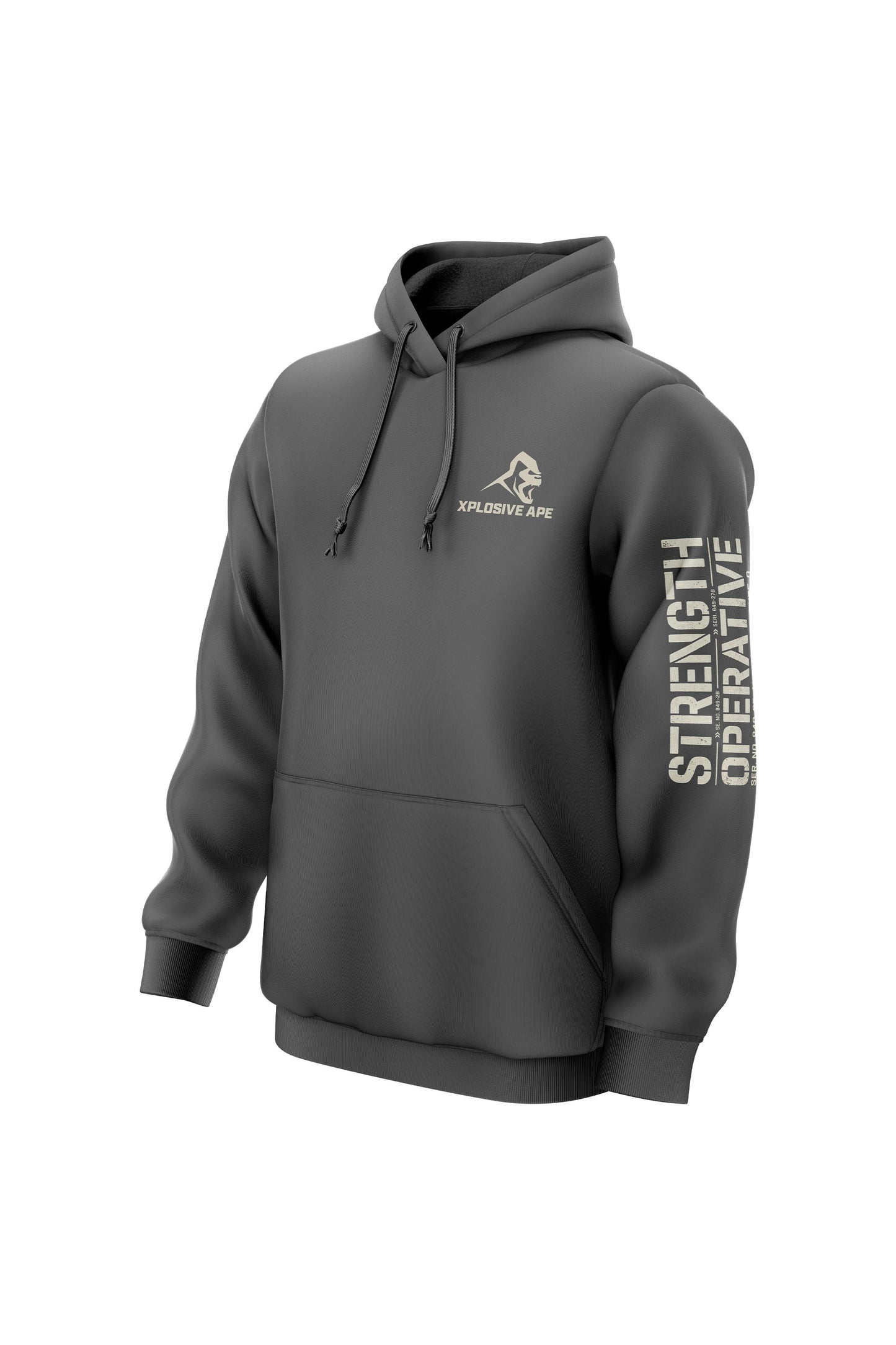 XAPE Strength Operative String Hoodie - Charcoal