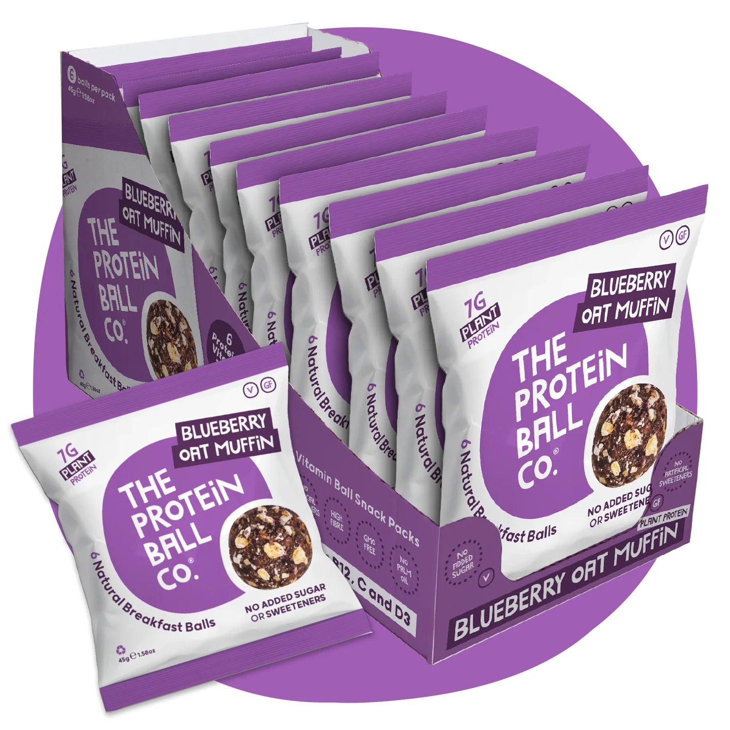 The Protein Ball Co Blueberry Oat Muffin Protein + Vitamin Balls (Breakfast To-Go) 10x45g