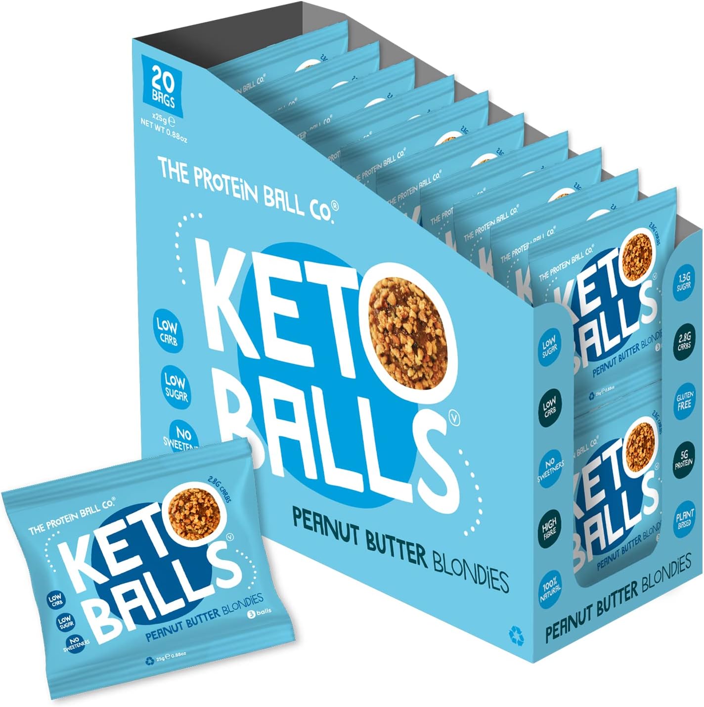 The Protein Ball Co Keto Ball Snack 20x25g Peanut Butter Blondies