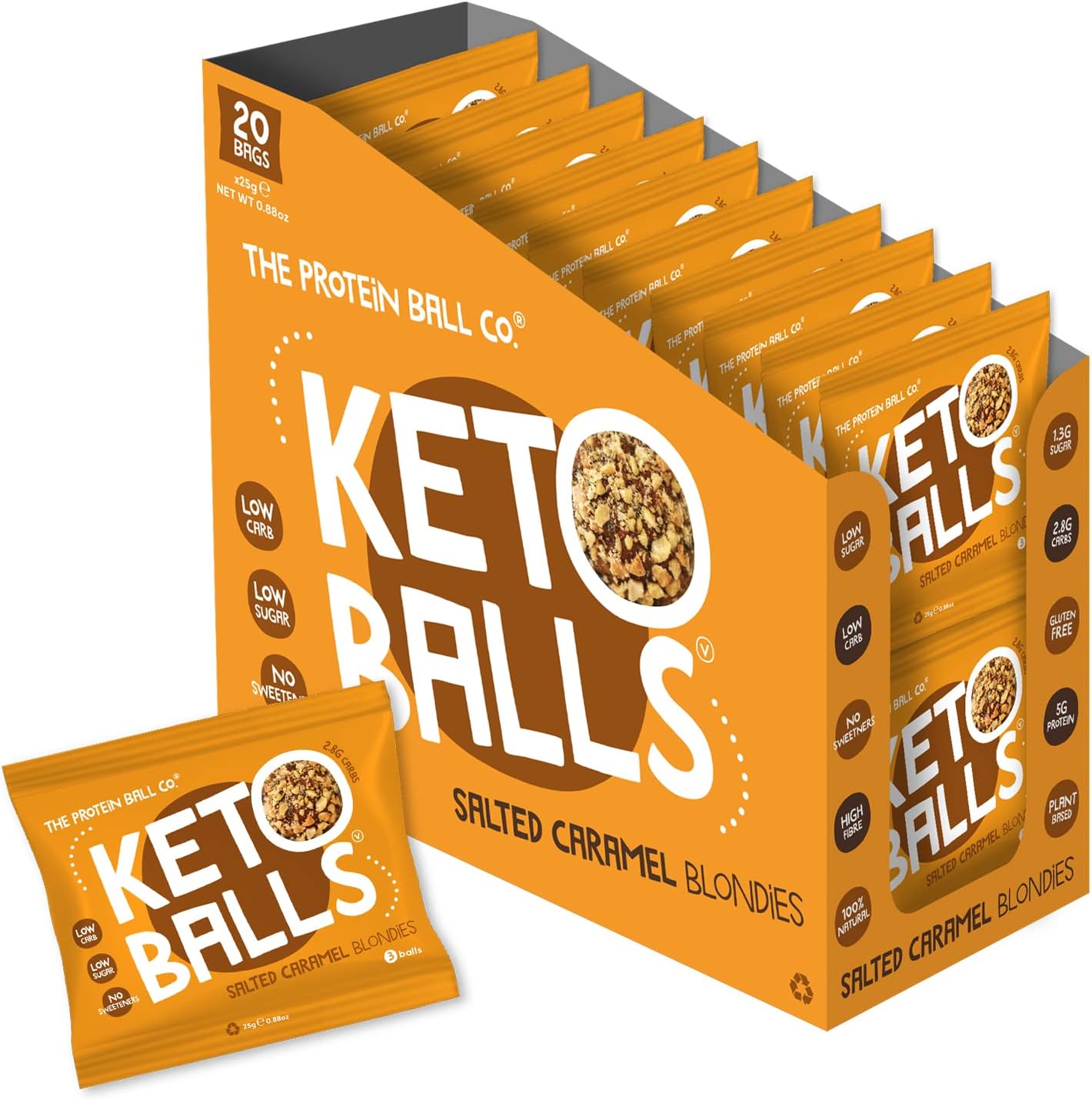 The Protein Ball Co Keto Ball Snack 20x25g Salted Caramel Blondies