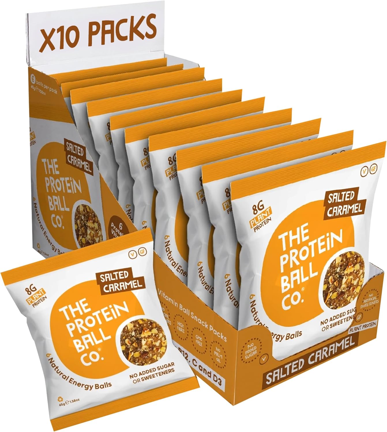 The Protein Ball Co Protein + Vitamin Balls 10x45g Salted Caramel