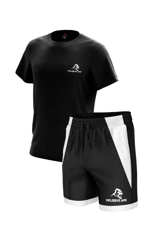 XAPE Essential Tee & Varsity Shorts Combo - Black