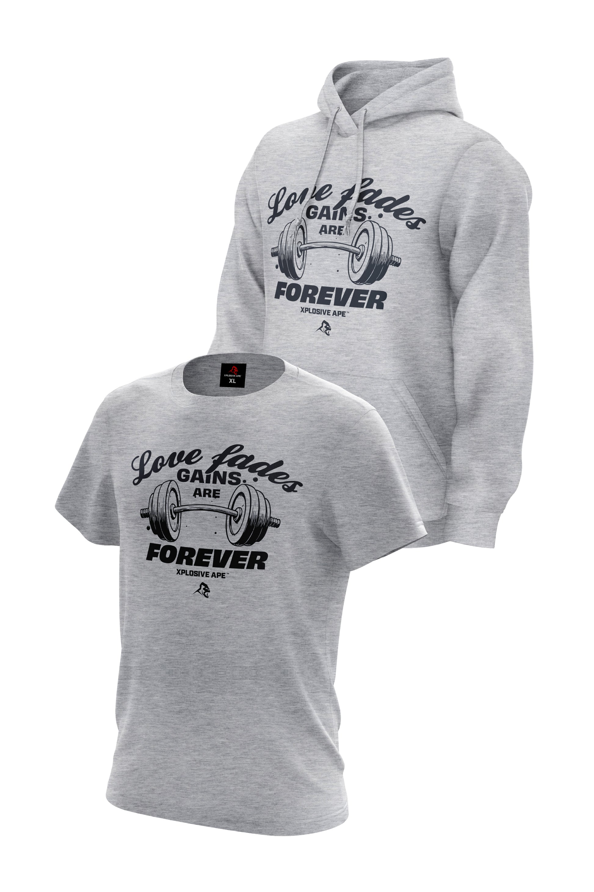 XAPE Gains Forever Hoodie & Tee Combo - Sports Grey