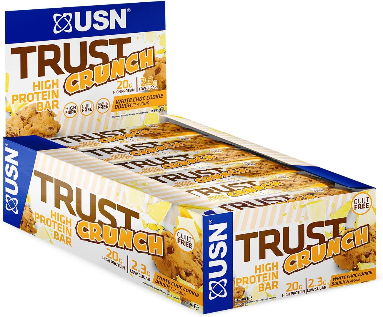 USN Trust Crunch Bars 12x60g White Chocolate Cookie Dough