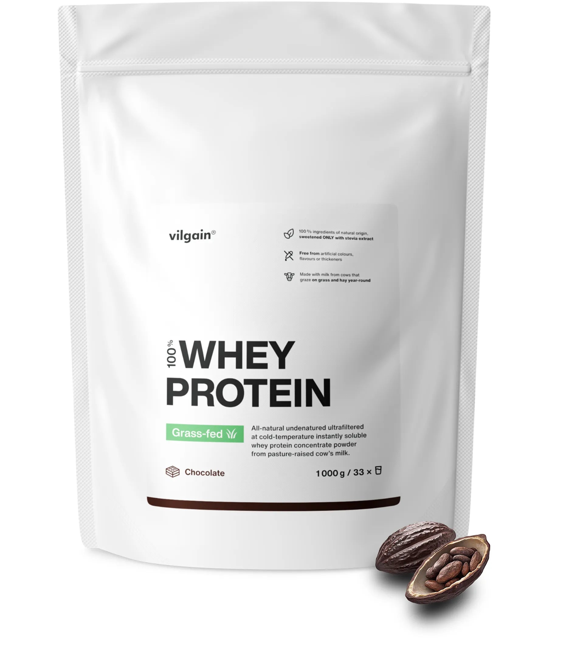 Vilgain Grass-fed Whey Protein 1000g Chocolate