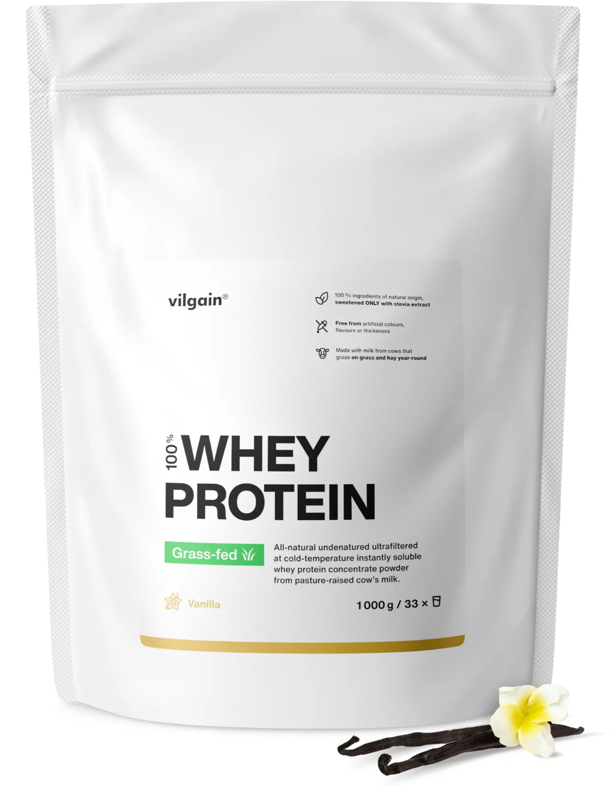 Vilgain Grass-fed Whey Protein 1000g Vanilla