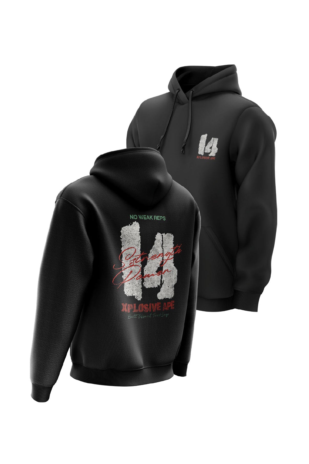 XAPE Strength Built 14 String Hoodie - Black