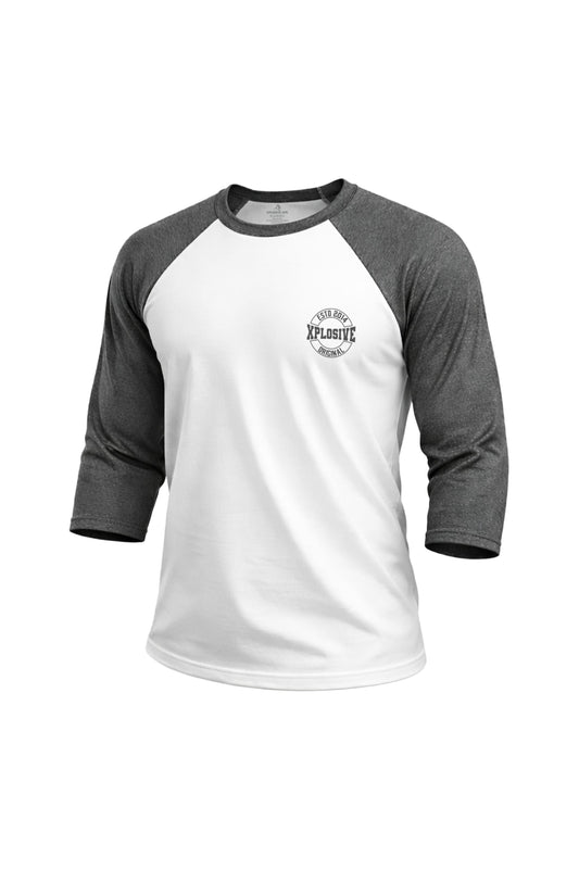XAPE Varsity Prime Raglan 3/4 Sleeve Tee - White/Dark Heather