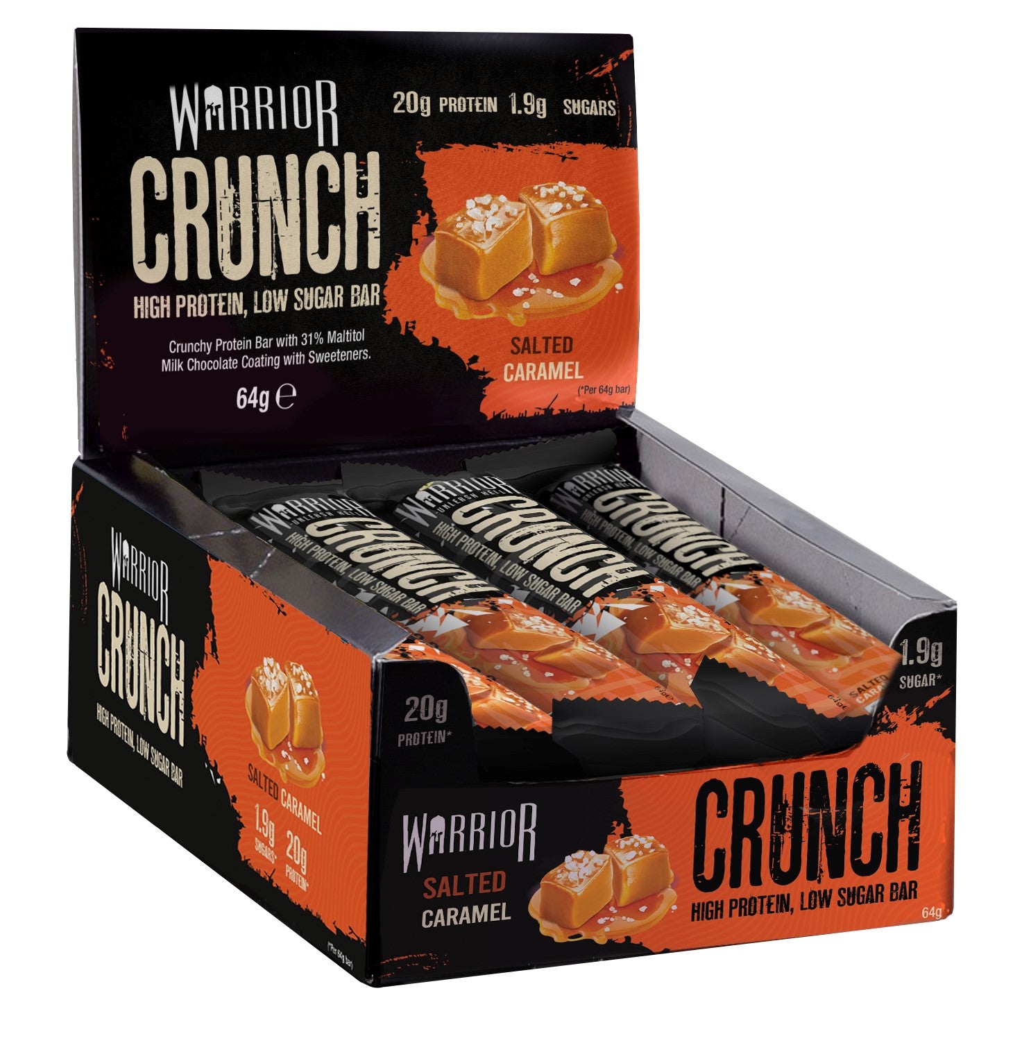 Warrior Crunch Bars 12x64g Salted Caramel