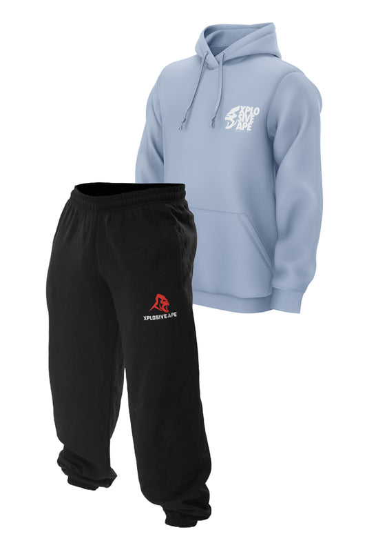 XAPE Ultimate Ape Hoodie & Classic Joggers Combo -Light Blue/Black