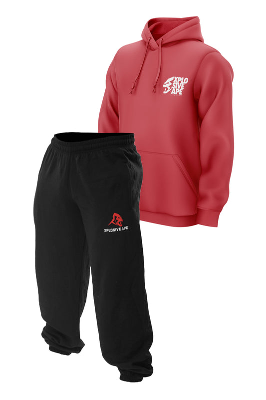 XAPE Ultimate Ape Hoodie & Classic Joggers Combo - Red/Black