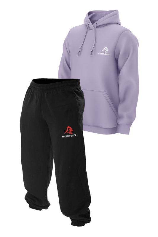 XAPE Essential Hoodie & Classic Joggers Combo - Lilac/Black