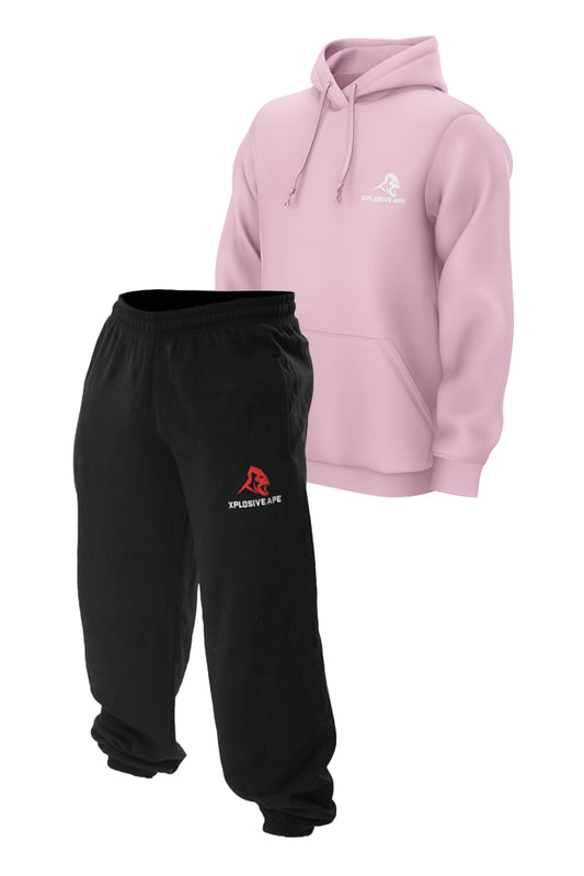 XAPE Essential Hoodie & Classic Joggers Combo - Pink/Black