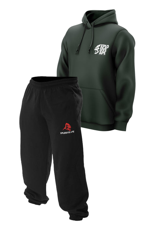 XAPE Ultimate Ape Hoodie & Classic Joggers Combo -Forest Green/Black