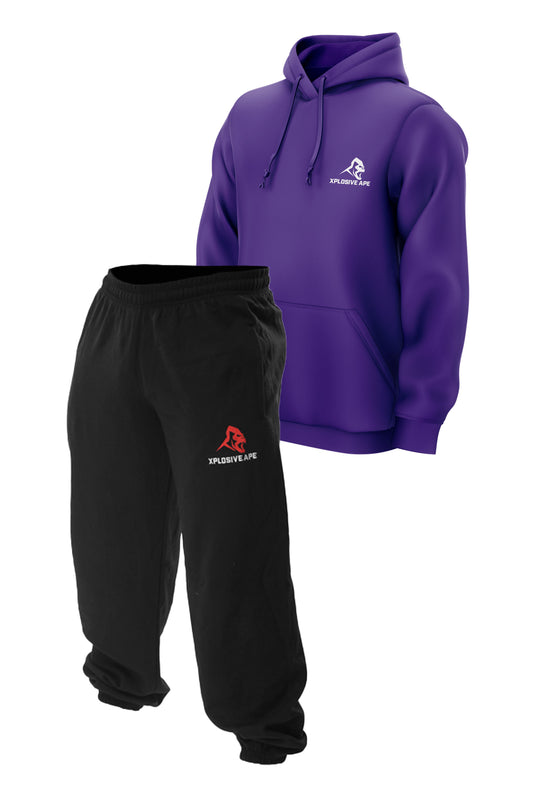 XAPE Essential Hoodie & Classic Joggers Combo - Purple/Black