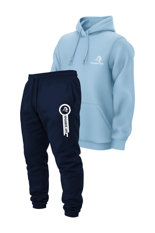 XAPE Classic V2 String Hoodie & Panelled V2 Joggers Combo - Sky/Navy
