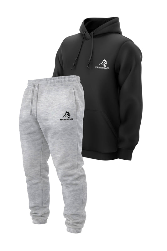 XAPE Classic V2 String Hoodie & Prime Logo V2 Joggers Combo - Black/Sports Grey