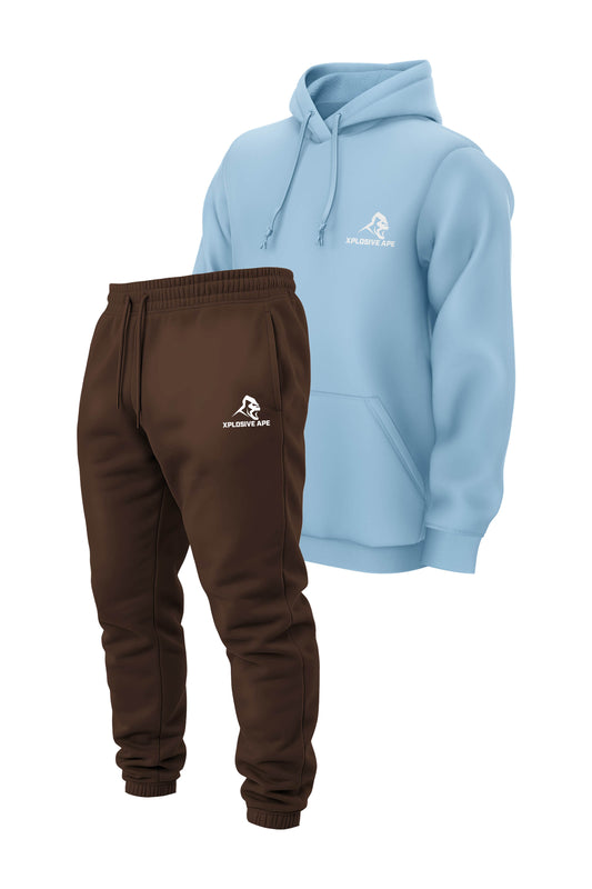 XAPE Classic V2 String Hoodie & Prime Logo V2 Joggers Combo - Sky/Dark Brown