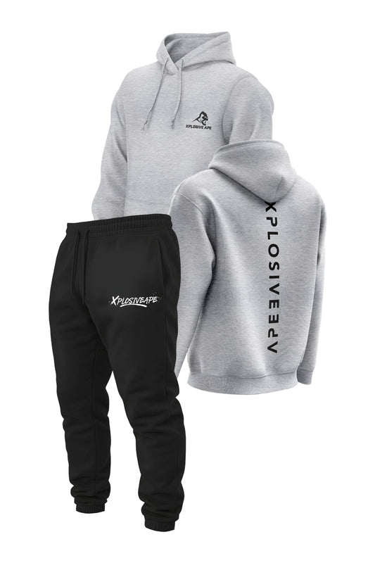 XAPE Futuristic V2 String Hoodie & Desolate V2 Joggers Combo - Sports Grey/Black