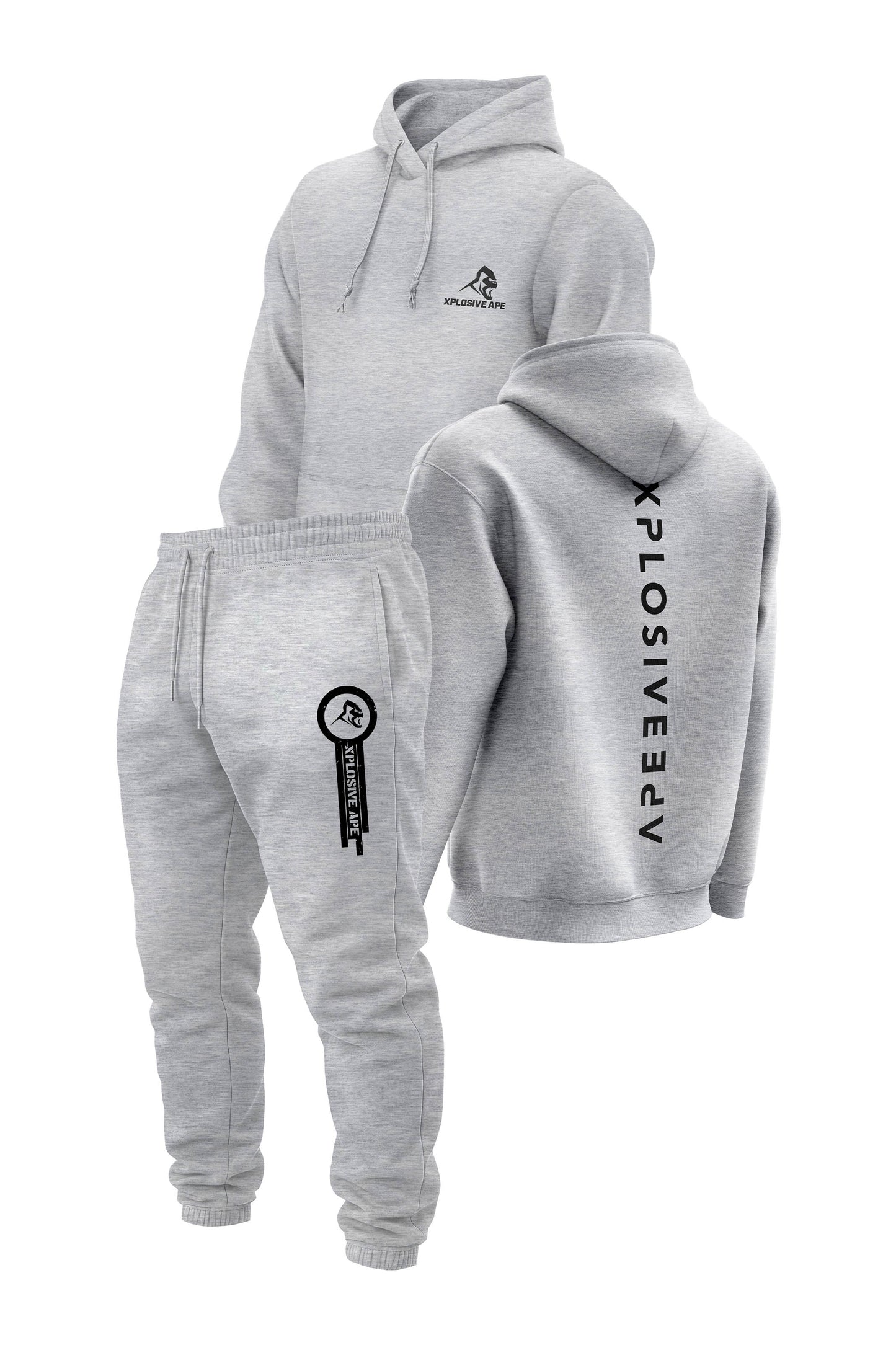 XAPE Futuristic V2 String Hoodie & Panelled V2 Joggers Combo - Grey