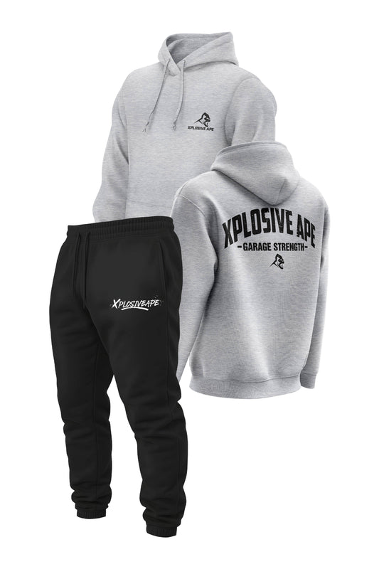 XAPE Garage Strength V2 String Hoodie & Desolate V2 Joggers Combo - Sports Grey/Black