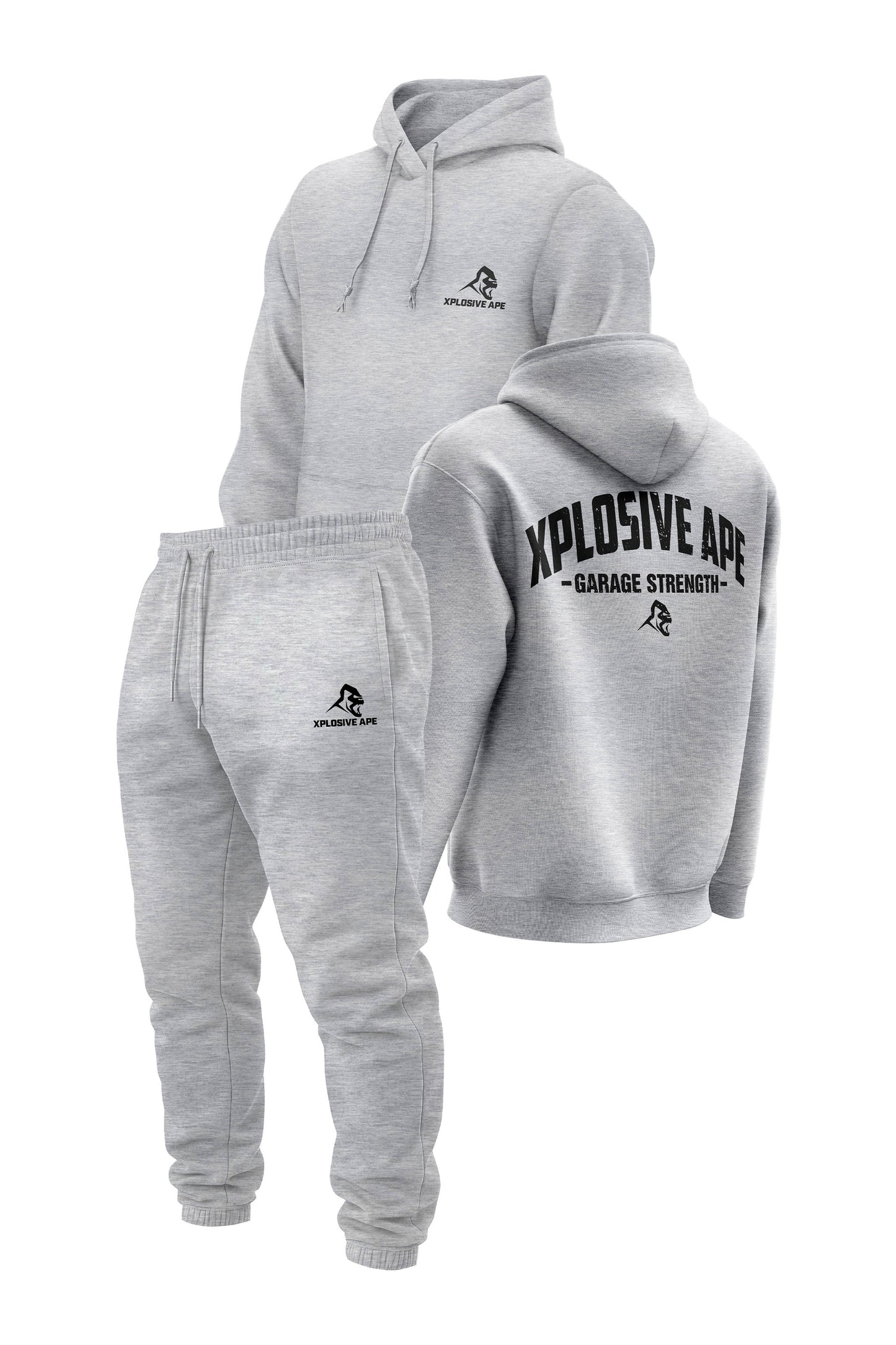 XAPE Garage Strength V2 String Hoodie & Prime Logo V2 Joggers Combo - Sports Grey