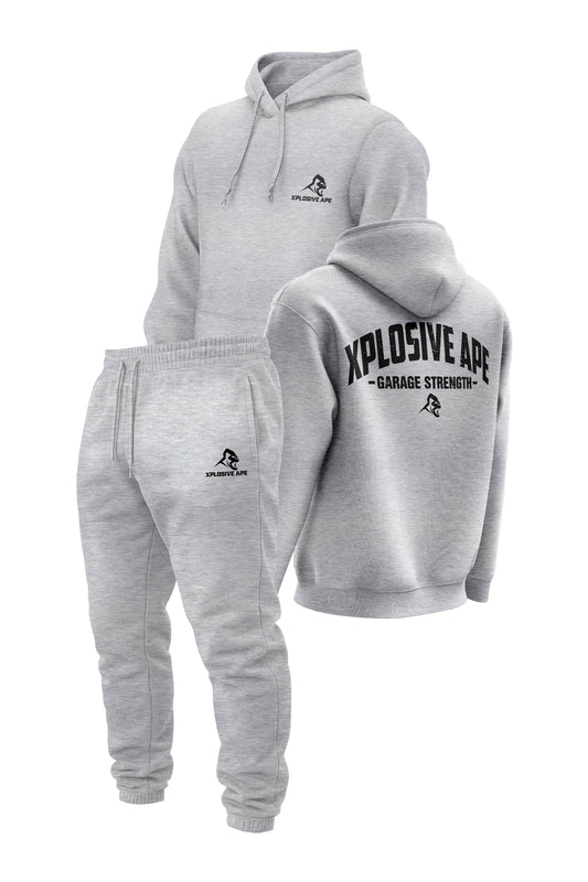 XAPE Garage Strength V2 String Hoodie & Prime Logo V2 Joggers Combo - Sports Grey