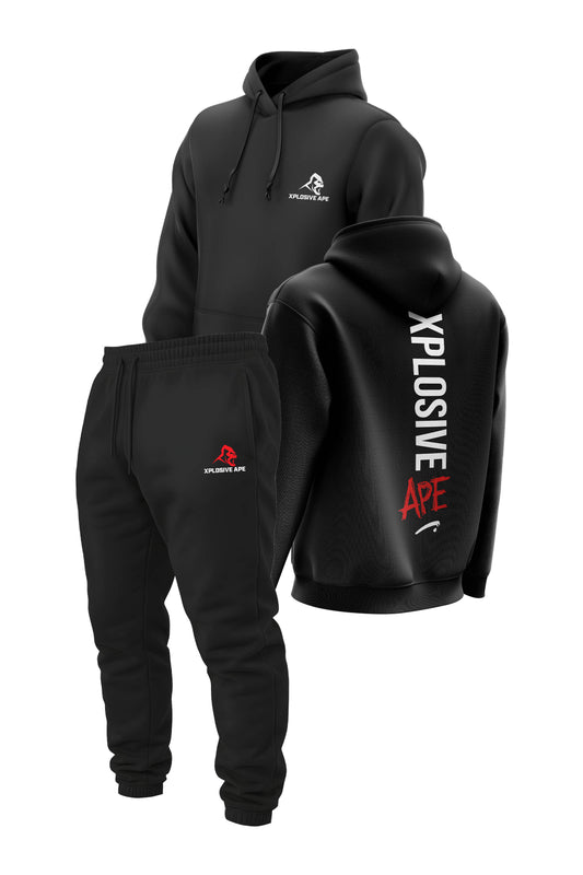 XAPE Graffiti V2 String Hoodie & Original Logo V2 Joggers Combo - Black