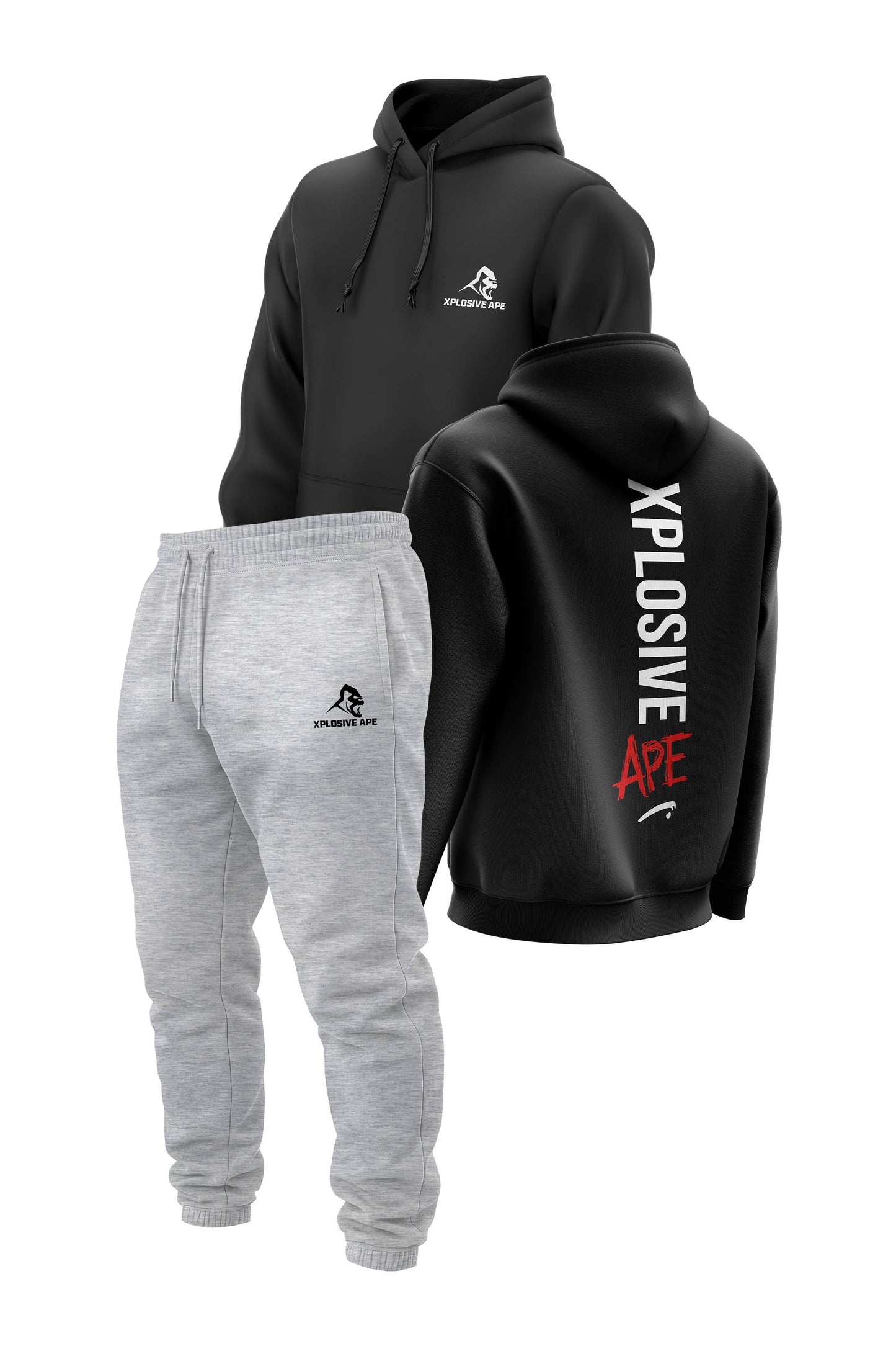 XAPE Graffiti V2 String Hoodie & Prime Logo V2 Joggers Combo - Black/Sports Grey