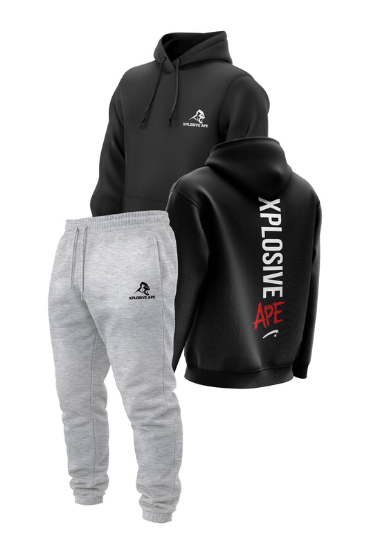 XAPE Graffiti V2 String Hoodie & Prime Logo V2 Joggers Combo - Black/Sports Grey
