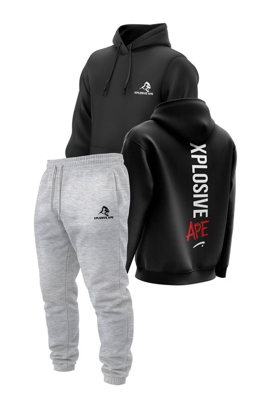 XAPE Graffiti V2 String Hoodie & Prime Logo V2 Joggers - Black/Sports Grey