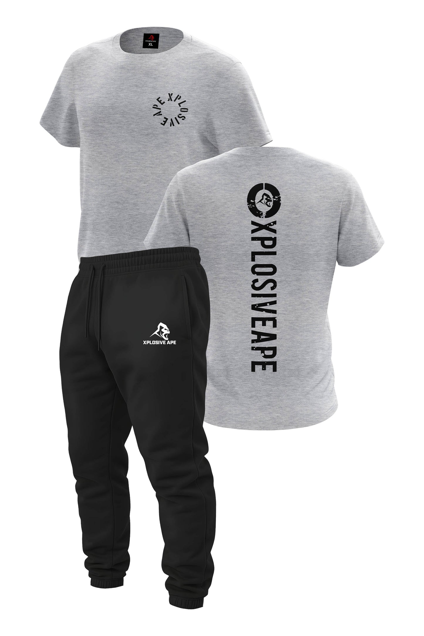 XAPE Impact Tee & Prime Joggers Combo - Sports Grey/Black