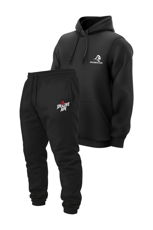 XAPE Prime String Hoodie & Classic Stencil Logo Joggers - Black