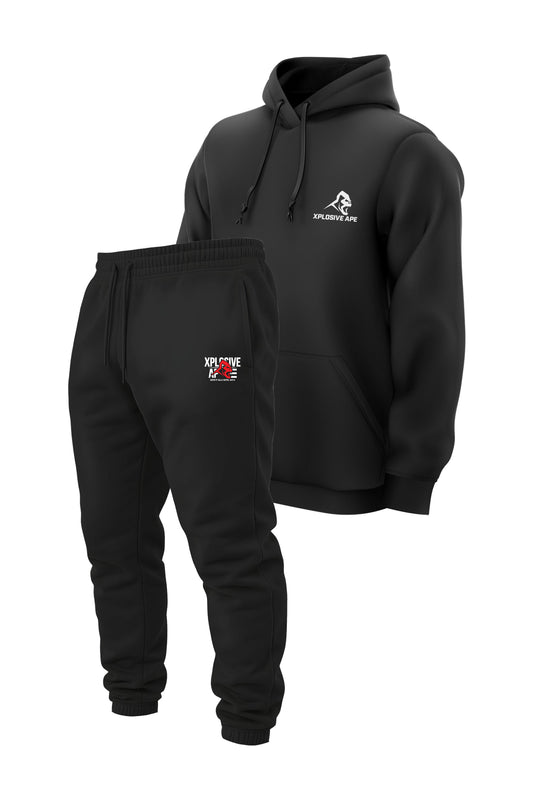 XAPE Prime String Hoodie & Stacked Logo Joggers - Black