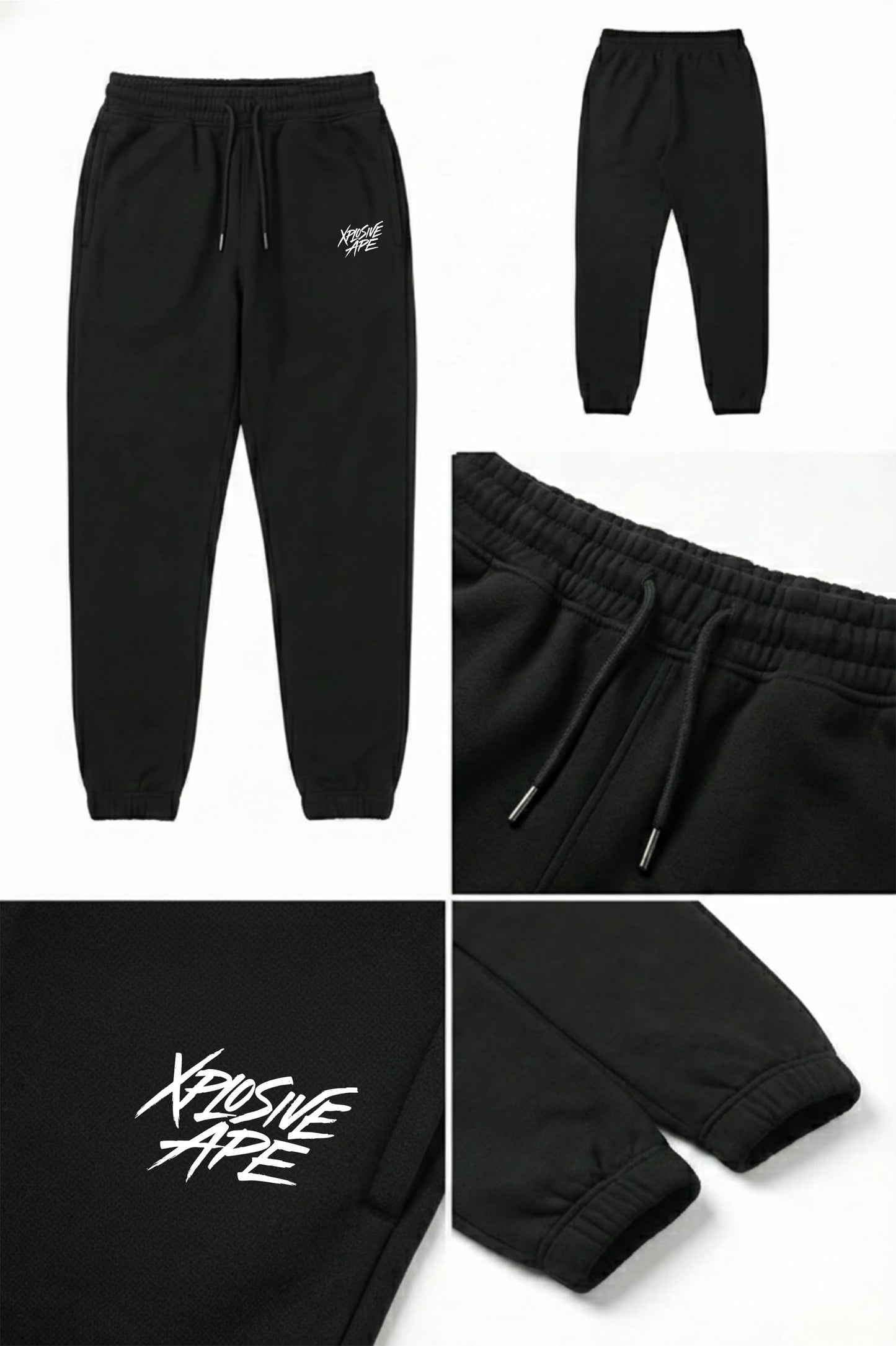 XAPE Classic Brush Script Joggers - Black