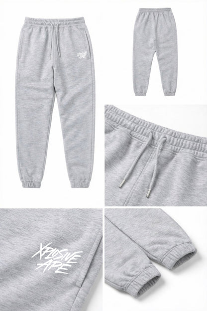 XAPE Classic Brush Script Joggers - Heather Grey