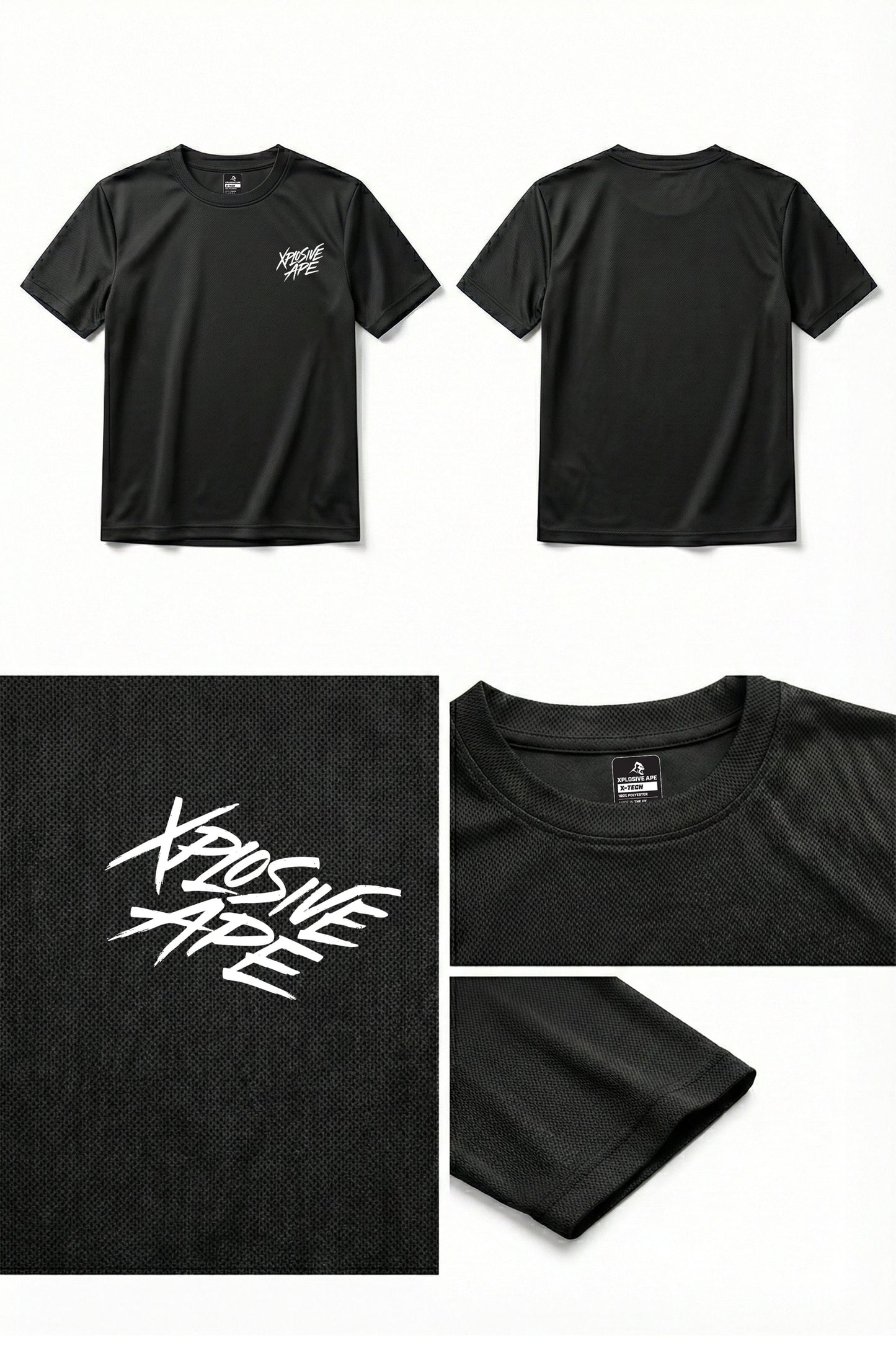 XAPE Classic Brush Script X Tech Tee - Black