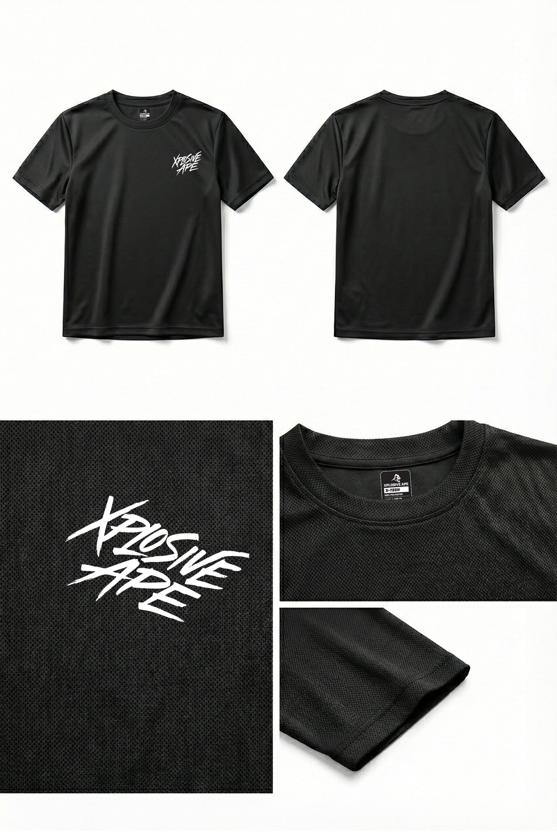 XAPE Classic Brush Script X Tech Tee - Black