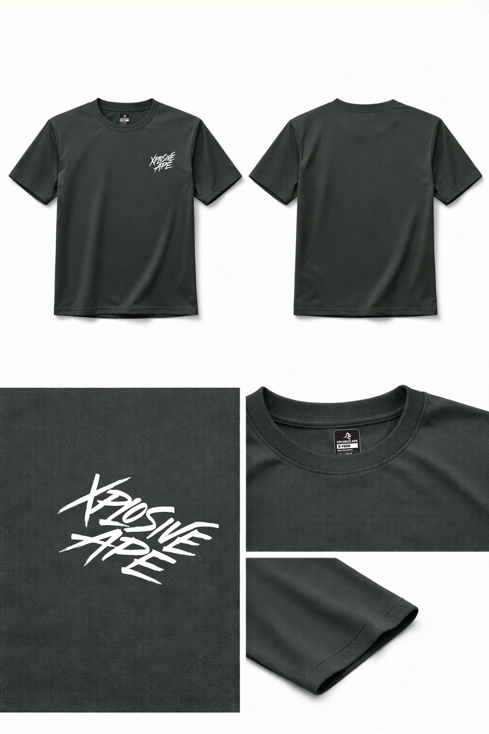 XAPE Classic Brush Script X Tech Tee - Forest Green