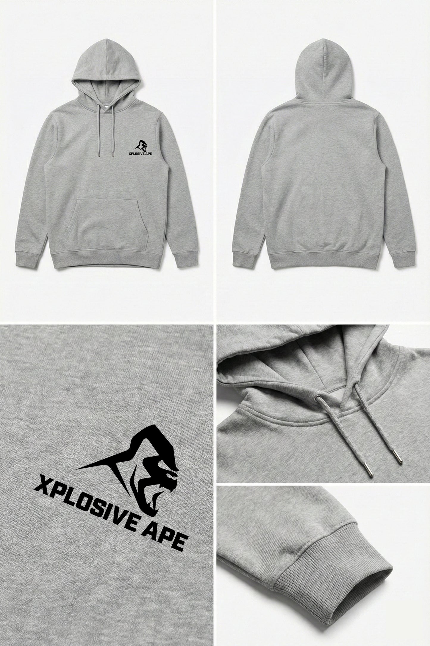 XAPE Classic V2 String Hoodie - Heather Grey